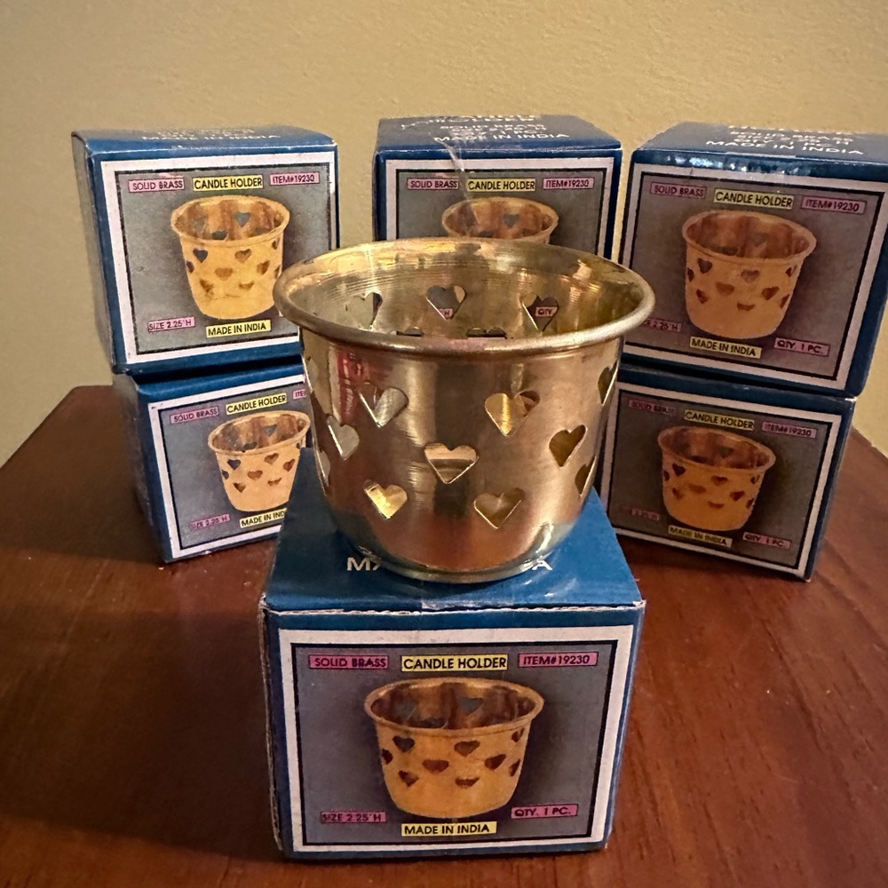 Vintage Brass Heart Votive / Tea Light Holder - N w/o T (each sold separately) - Picture 4 of 6